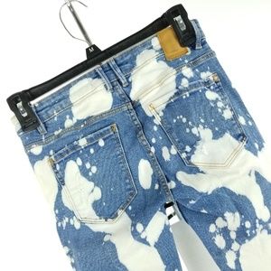 Zara Distressed Skinny Jeans  Bleach Spots Raw Hem